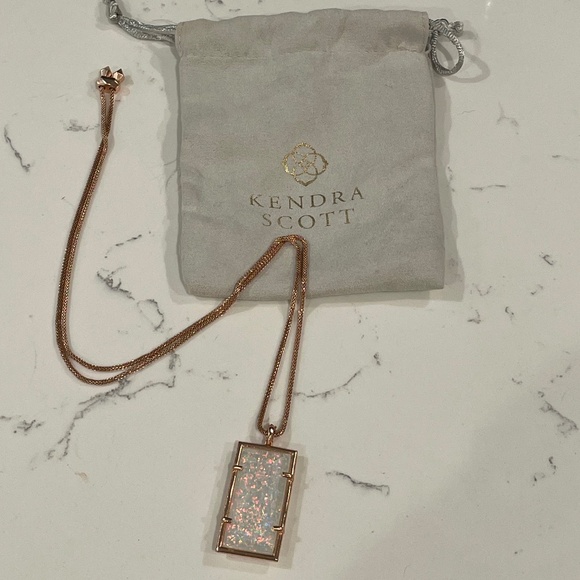 Kendra Scott Edith Opal Pendant and Rose Gold Adjustable Necklace - Picture 1 of 4